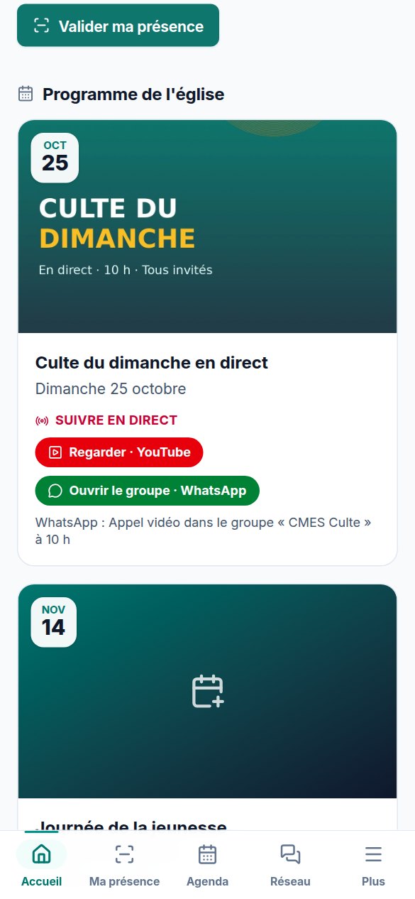 Le programme de l'église dans l'application Church OS